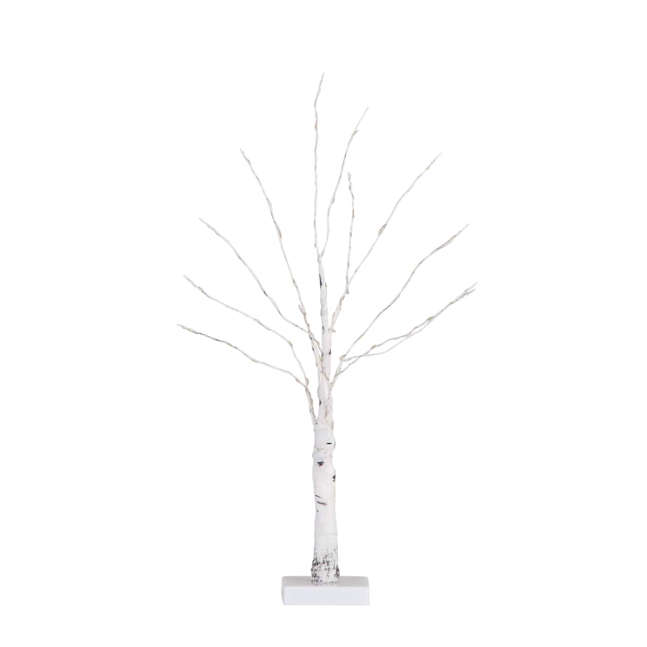 2ft. Pre-Lit White Birch Artificial Christmas Tree, Warm White LED Lights